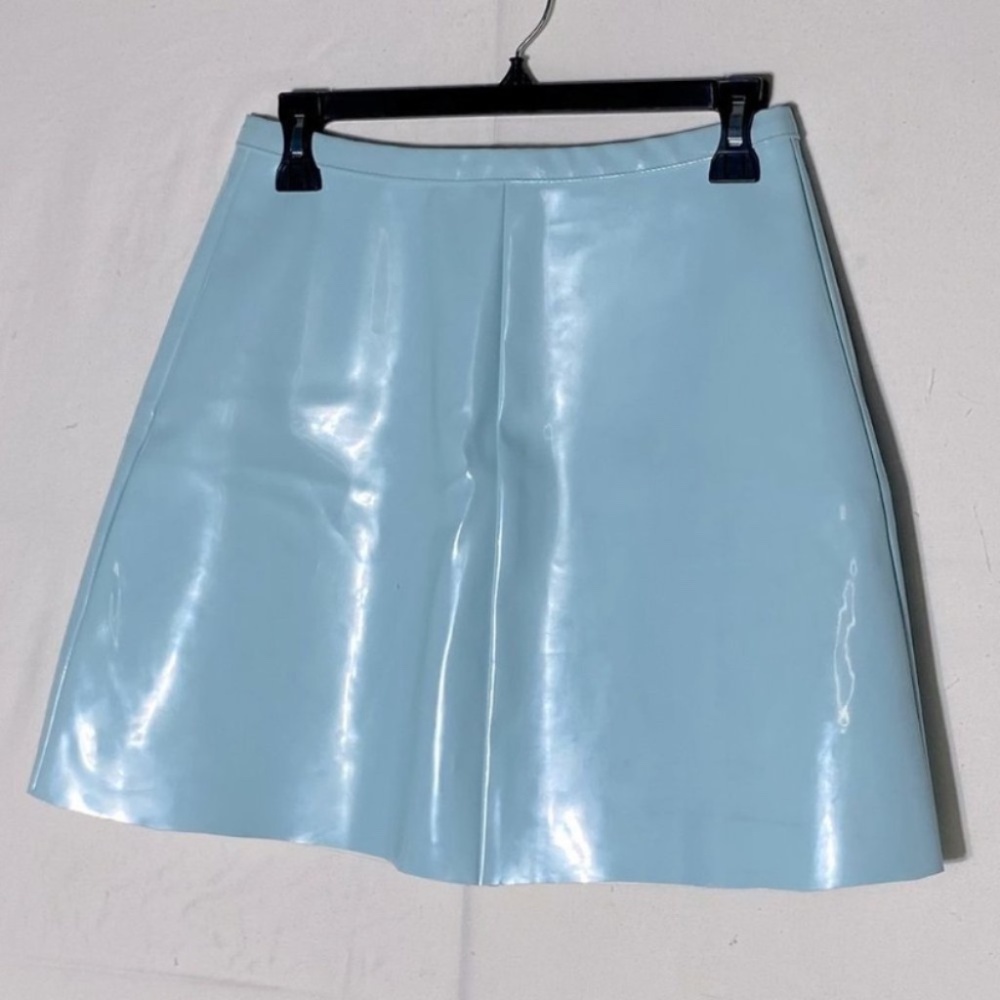 American Apparel Baby Blue faux Patent Leather Mini Skirt M